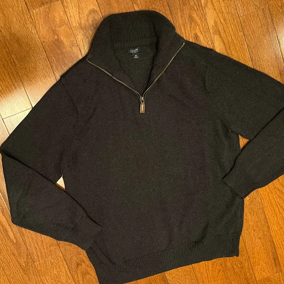 J. Crew 1/4 Zip Charcoal Black Sweater Sz M - Picture 1 of 5